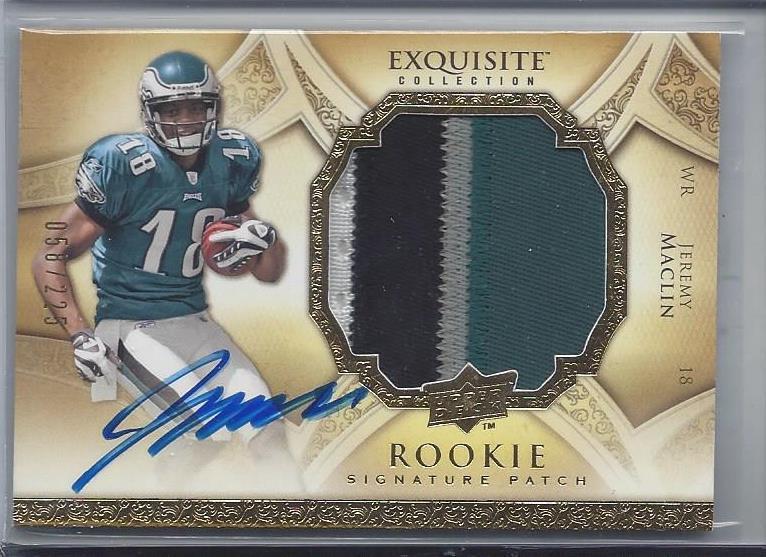 JEREMY MACLIN 2009 UD EXQUISITE RPA 4 COLOR PATCH TRUE ROOKIE AUTO RC #D 58/225