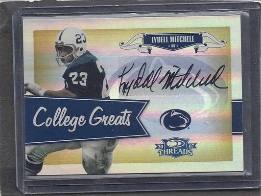 LYDELL MITCHELL 2007 DONRUSS THREADS COLLEGE GREATS PENN STATE AUTO #D 437/500