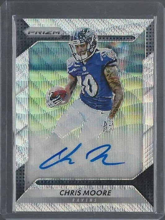 CHRIS MOORE 2016 PANINI PRIZM BLUE WAVE PRIZMS RAVENS AUTO RC #D 95/149