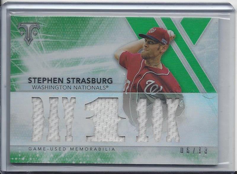 STEPHEN STRASBURG 2015 TRIPLE THREADS GREEN DAY 1 10K TRIPLE JERSEY #D 6/18