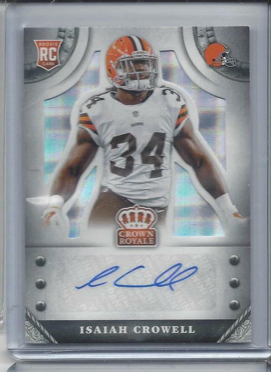 ISAIAH CROWELL 2014 CROWN ROYALE SILVER PLAID BROWNS AUTO RC #D /99