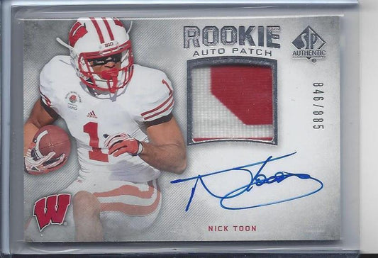 NICK TOON 2012 SP AUTHENTIC RPA 2 COLOR WISCONSIN PATCH AUTO RC #D 846/885