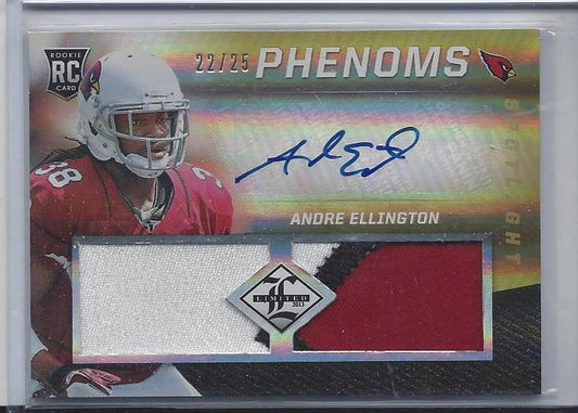 ANDRE ELLINGTON 2013 LIMITED PHENOMS SPOTLIGHT GOLD 3 COLOR PATCH AUTO RC #D /25