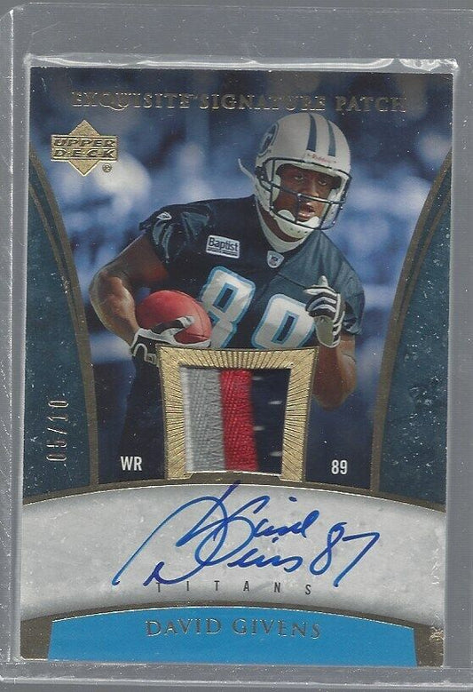 DAVID GIVENS 2006 EXQUISITE SIGNATURE GOLD PATCH ON CARD AUTO #D /10