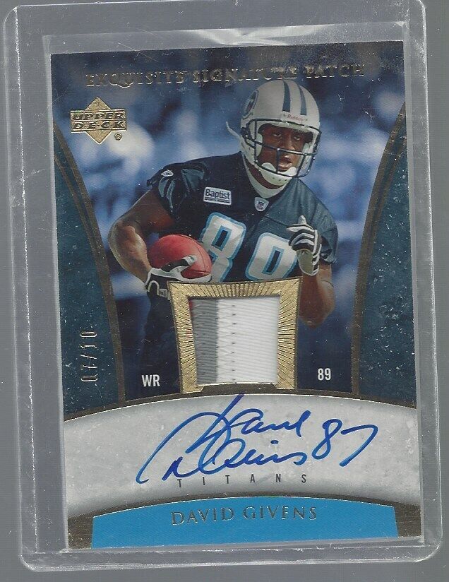 DAVID GIVENS 2006 EXQUISITE SIGNATURE GOLD PATCH ON CARD AUTO #D /10