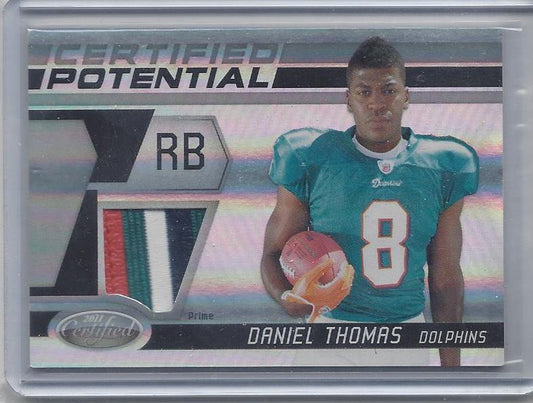 DANIEL THOMAS 2011 CERTIFIED POTENTIAL 4 COLOR DOLPHINS PATCH RC #D /50