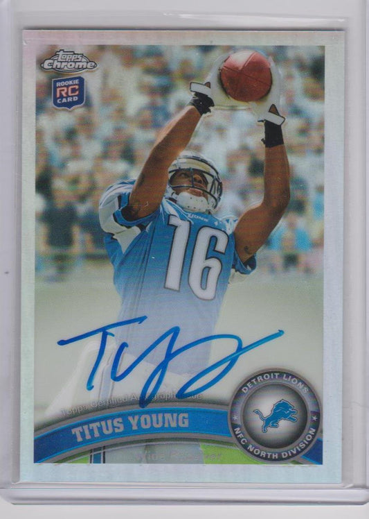 TITUS YOUNG 2011 TOPPS CHROME REFRACTOR ON CARD AUTO RC #D 50/99