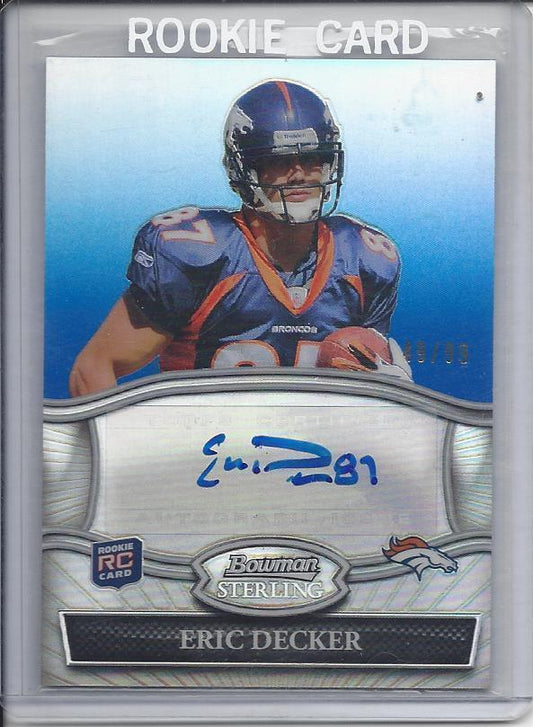 ERIC DECKER 2010 BOWMAN STERLING BLUE REFRACTOR AUTO RC #D 49/99