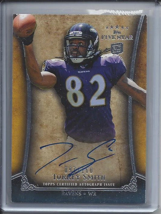 TORREY SMITH 2011 TOPPS 5 FIVE STAR RAVENS ON CARD AUTO RC #D 97/160