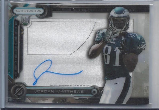 JORDAN MATTHEWS 2014 TOPPS STRATA EAGLES CLEAR CUT JERSEY AUTO RC