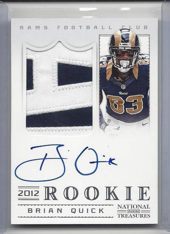 BRIAN QUICK 2012 NATIONAL TREASURES RPA 2 COLOR NAMEPLATE PATCH AUTO RC #D 35/99