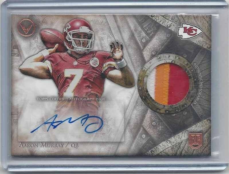 AARON MURRAY 2014 TOPPS VALOR CHIEFS MULTI COLOR PATCH AUTO RC