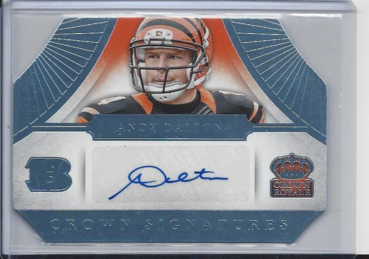 ANDY DALTON 2014 CROWN ROYALE CROWN SIGNATURES PLATINUM DIE CUT AUTO #D 5/5