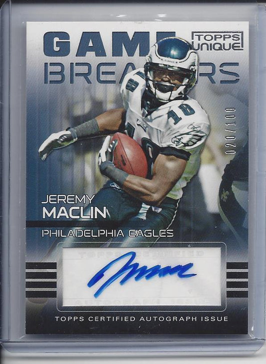 JEREMY MACLIN 2009 TOPPS UNIQUE GAME BREAKERS EAGLES AUTO RC #D 20/100