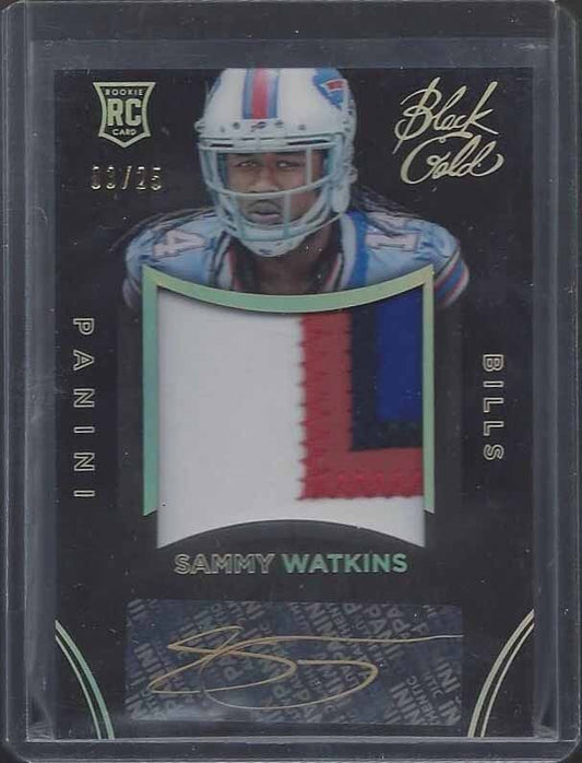 SAMMY WATKINS 2014 BLACK GOLD RPA 4 COLOR JUMBO ROOKIE PATCH AUTO RC #D 3/25