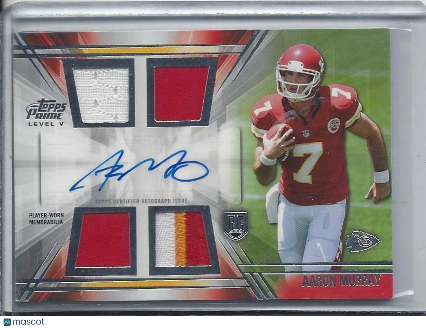 AARON MURRAY 2014 TOPPS PRIME LEVEL 5 CHIEFS ROOKIE QUAD PATCH JERSEY AUTO RC
