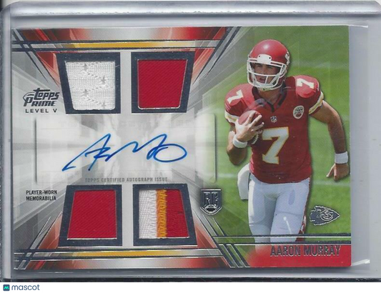 AARON MURRAY 2014 TOPPS PRIME LEVEL 5 CHIEFS ROOKIE QUAD PATCH JERSEY AUTO RC