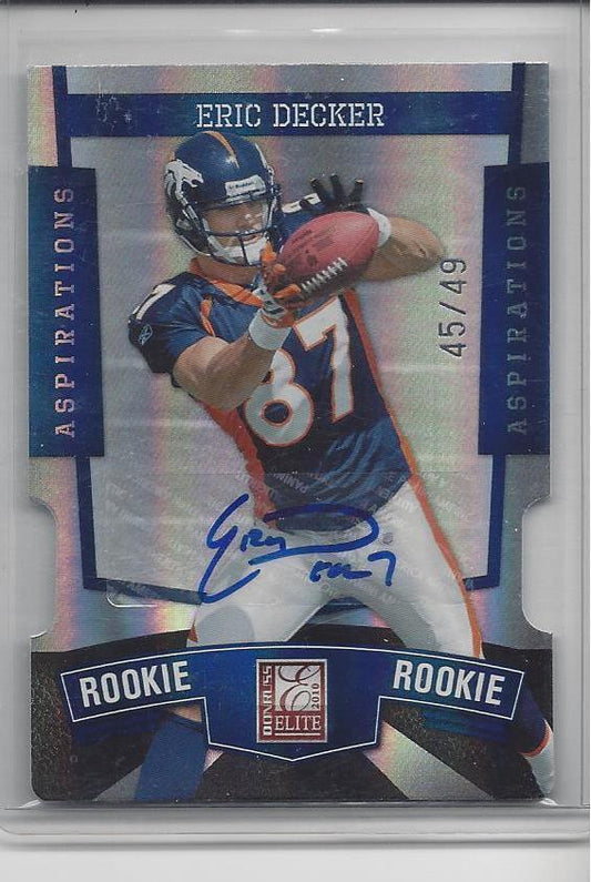 ERIC DECKER 2010 DONRUSS ELITE ASPIRATIONS BLUE DIE CUT AUTO RC #D 45/49