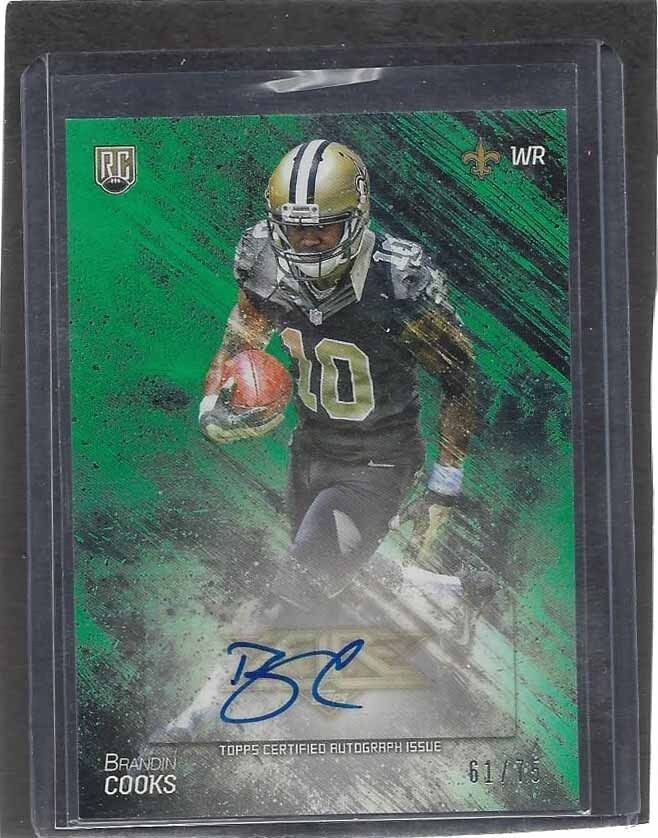 BRANDIN COOKS 2014 TOPPS FIRE GREEN ROOKIE AUTO RC #D 61/75