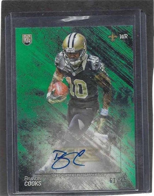 BRANDIN COOKS 2014 TOPPS FIRE GREEN ROOKIE AUTO RC #D 61/75