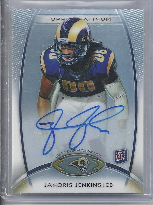 JANORIS JENKINS 2012 TOPPS PLATINUM REFRACTOR RAMS ON CARD AUTO RC #136