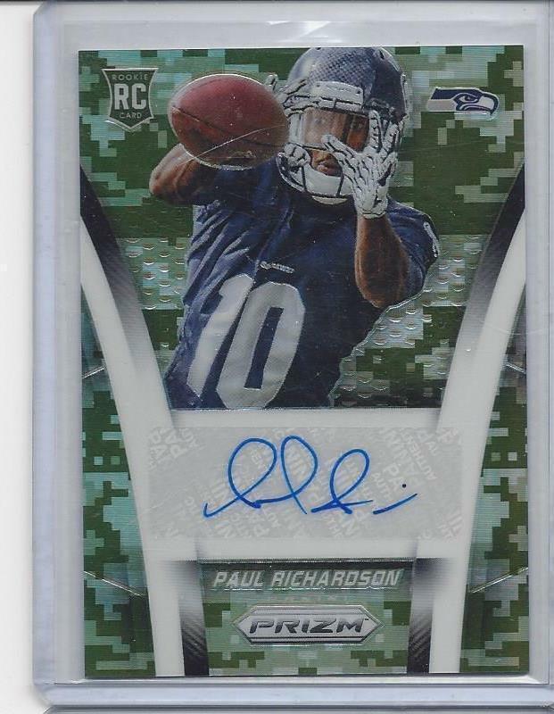 PAUL RICHARDSON 2014 PANINI PRIZM CAMO PRIZMS REFRACTOR ROOKIE AUTO RC #D /100