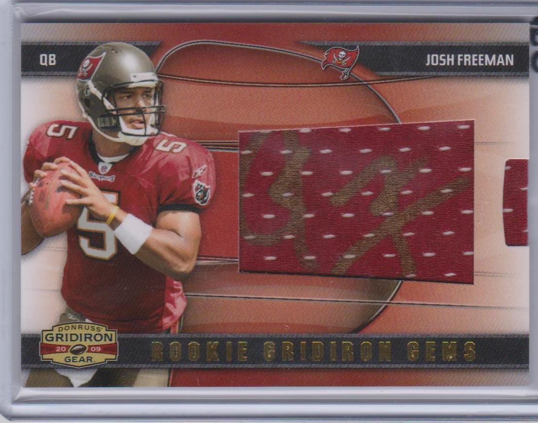 JOSH FREEMAN 2009 GRIDIRON GEAR GEMS GOLD INK PULLOUT JERSEY AUTO RC #D 80/98