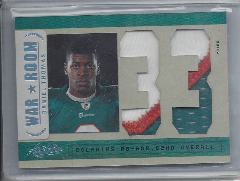 DANIEL THOMAS 2011 ABSOLUTE WAR ROOM 3 COLOR DOLPHINS JUMBO PATCH RC #D 9/10