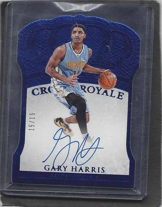 GARY HARRIS 2015-16 PREFERRED CROWN ROYALE BLUE DIE CUT ON CARD AUTO #D 15/15