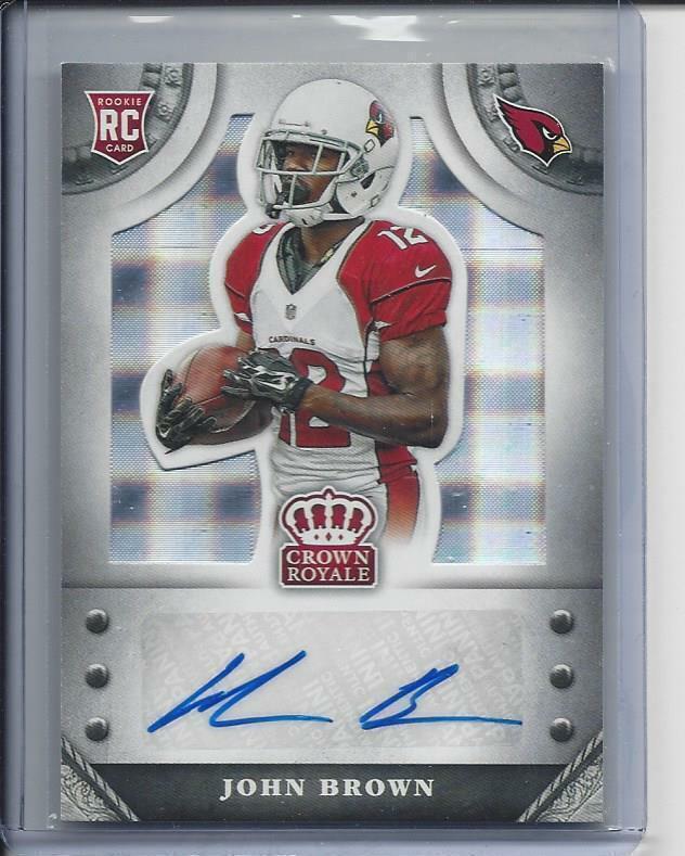 JOHN BROWN 2014 CROWN ROYALE SILVER PLAID CARDINALS ROOKIE AUTO RC #D /99