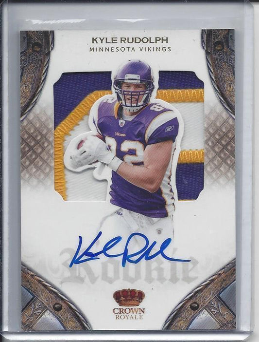 KYLE RUDOLPH 2011 CROWN ROYALE SILHOUETTE DIE CUT 3 CLR JUMBO PATCH AUTO RC /299
