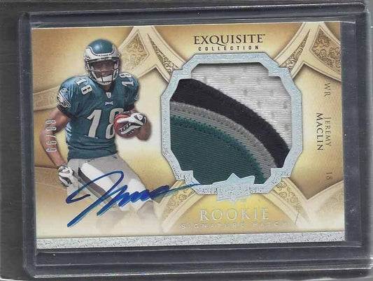 JEREMY MACLIN 2009 UD EXQUISITE RPA 4 COLOR PLATINUM FOIL PATCH AUTO RC #D 24/99