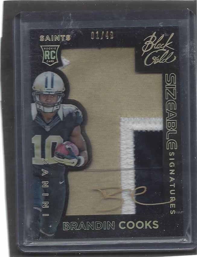 BRANDIN COOKS 2014 BLACK GOLD SIZEABLE SIGS JUMBO PATCH ON CARD AUTO RC #D 1/49