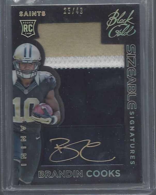 BRANDIN COOKS 2014 BLACK GOLD SIZEABLE SIGS JUMBO PATCH ON CARD AUTO RC #D 1/49