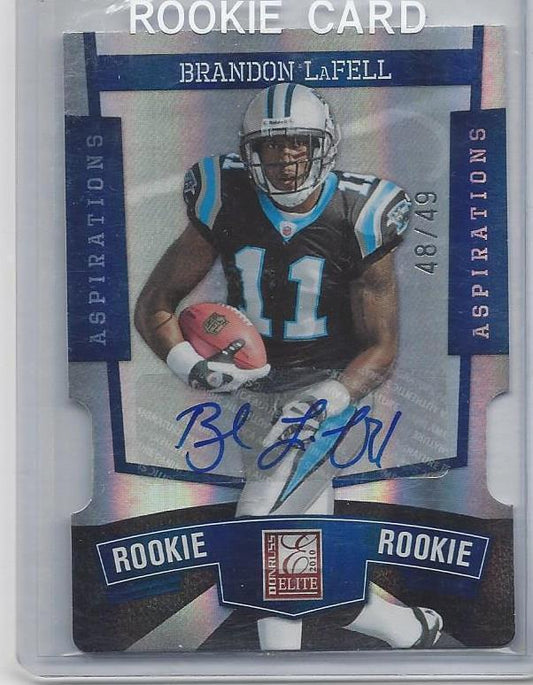 BRANDON LAFELL 2010 DONRUSS ELITE ASPIRATIONS BLUE DIE CUT AUTO RC #D 48/49