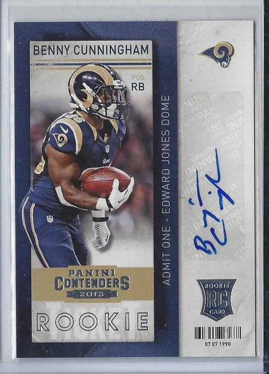 BENNY CUNNINGHAM 2013 PANINI CONTENDERS ROOKIE TICKET RAMS TRUE RC AUTO #108