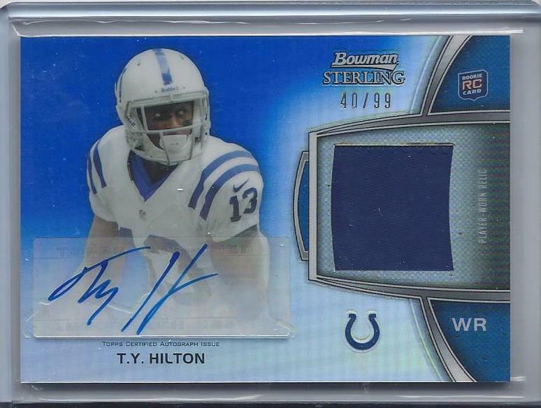 T.Y. HILTON 2012 BOWMAN STERLING BLUE REFRACTOR COLTS JERSEY PATCH AUTO RC /99