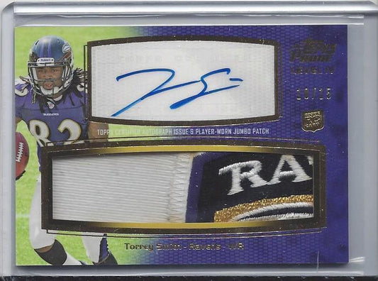 TORREY SMITH 2011 TOPPS PRIME LEVEL IV JUMBO 4 COLOR LOGO PATCH AUTO RC #D 10/15