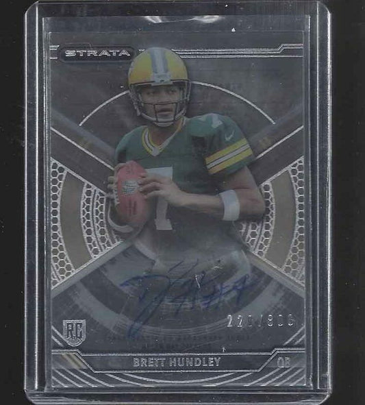 BRETT HUNDLEY 2015 TOPPS STRATA PACKERS ROOKIE ON CARD AUTO RC #D /800