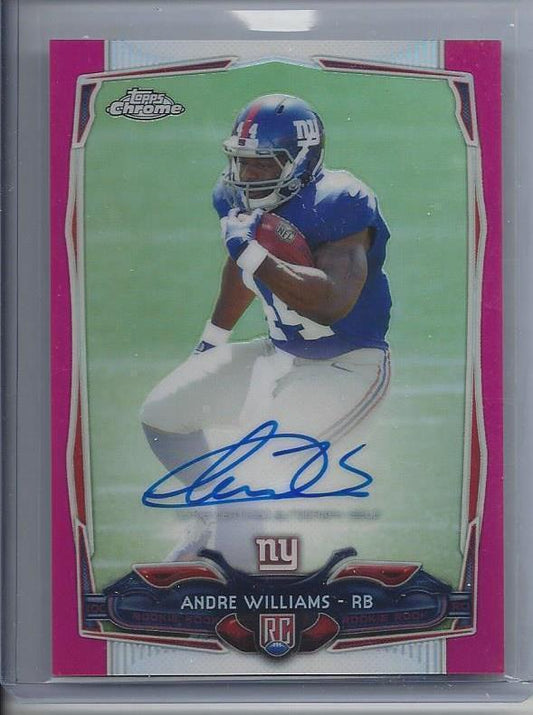 ANDRE WILLIAMS 2014 TOPPS CHROME PINK REFRACTOR GIANTS ON CARD AUTO RC #D 14/75