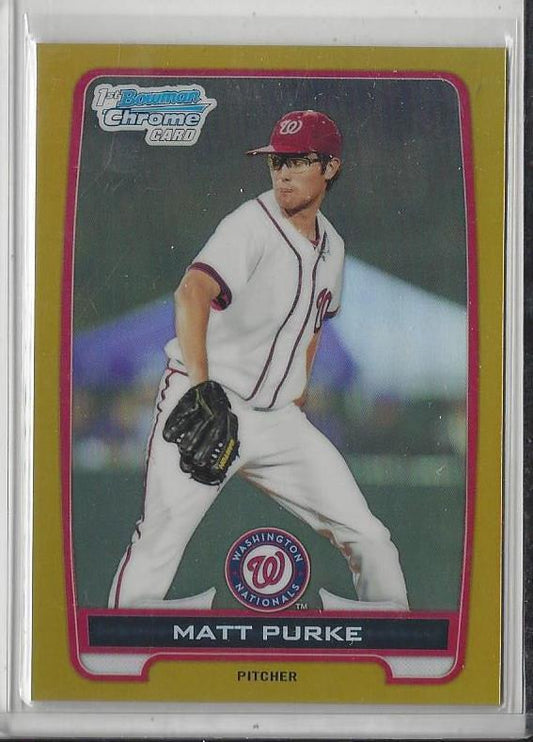 MATT PURKE 2012 BOWMAN CHROME 1ST CARD GOLD REFRACTOR PROSPECT #D 44/50