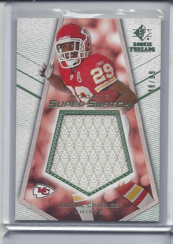 JAMAAL CHARLES 2008 SP ROOKIE THREADS ROOKIE SUPER SWATCH JUMBO JERSEY RC #D /99