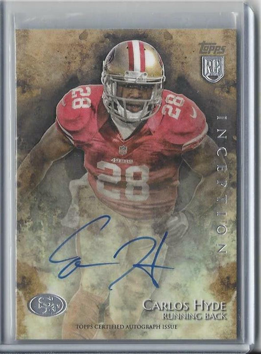CARLOS HYDE 2014 TOPPS INCEPTION 49ERS ON CARD ROOKIE AUTO RC #9