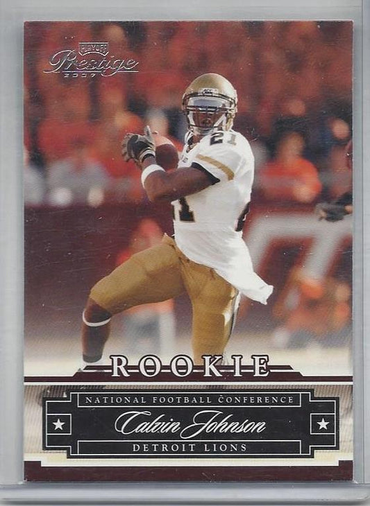 CALVIN JOHNSON 2007 PLAYOFF PRESTIGE LIONS TRUE RC #163