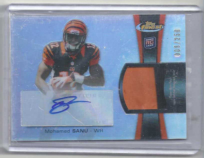 MOHAMED SANU 2012 TOPPS FINEST RPA REFRACTOR 2 COLOR PATCH AUTO RC #D /250
