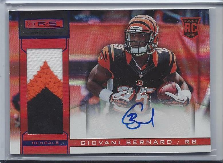 GIOVANI BERNARD 2013 ROOKIES & STARS LONGEVITY 3 COLOR PATCH AUTO RC #D /25