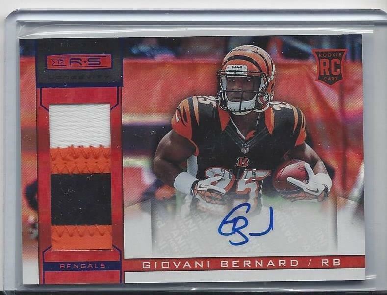 GIOVANI BERNARD 2013 ROOKIES & STARS LONGEVITY 3 COLOR PATCH AUTO RC #D /25