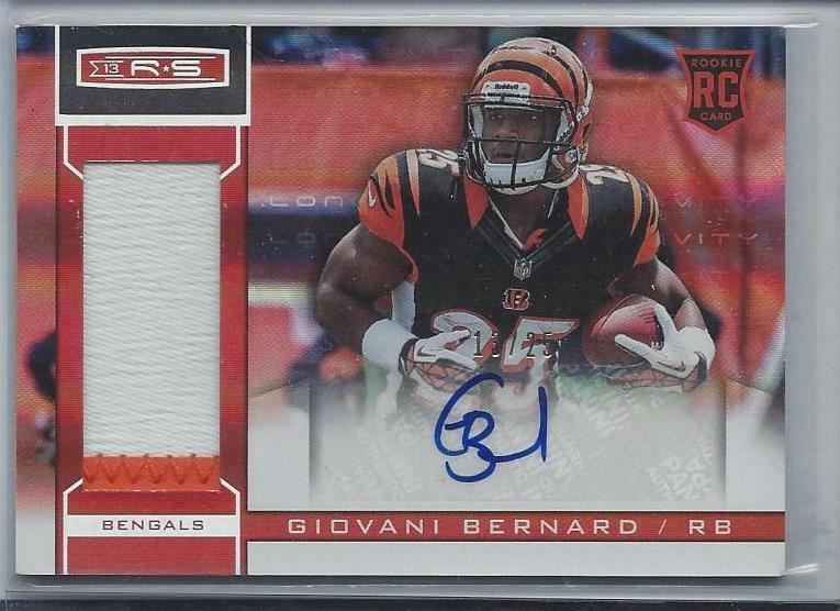 GIOVANI BERNARD 2013 ROOKIES & STARS LONGEVITY 3 COLOR PATCH AUTO RC #D /25