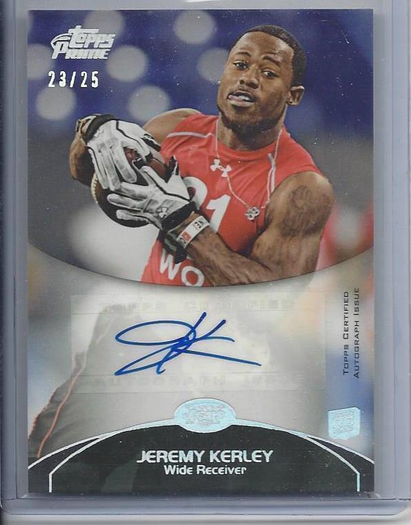 JEREMY KERLEY 2011 TOPPS PRIME SILVER HOLOFOIL JETS RAINBOW AUTO RC #D /25