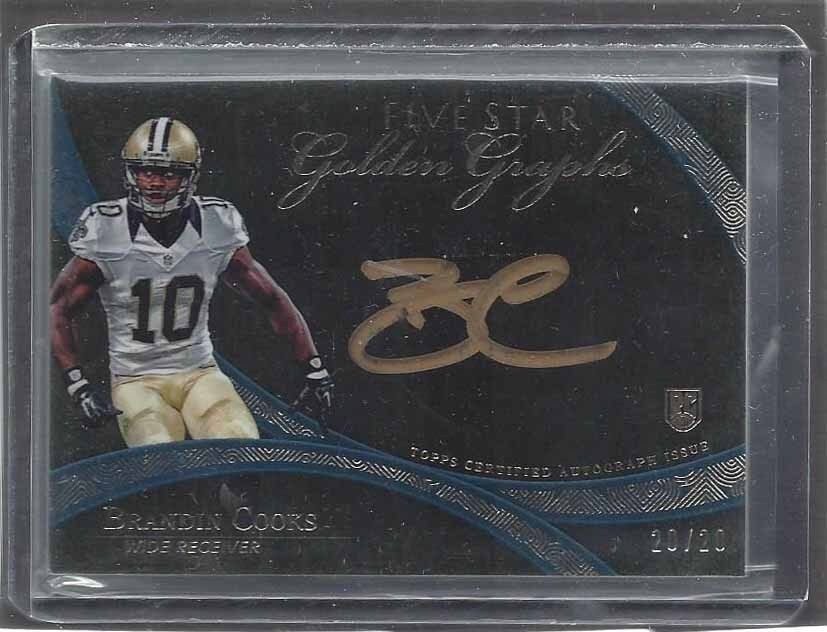 BRANDIN COOKS 2014 TOPPS 5 FIVE STAR GOLDEN GRAPHS GOLD ON CARD AUTO RC #D 20/20